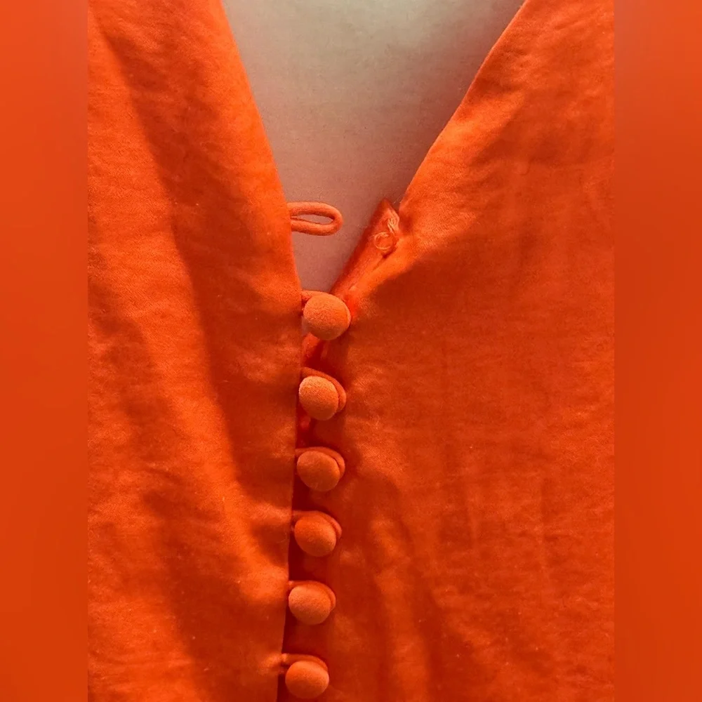 Free People. Orange Long Sleeveless Vneck Front & Back Blouse. Size 12.